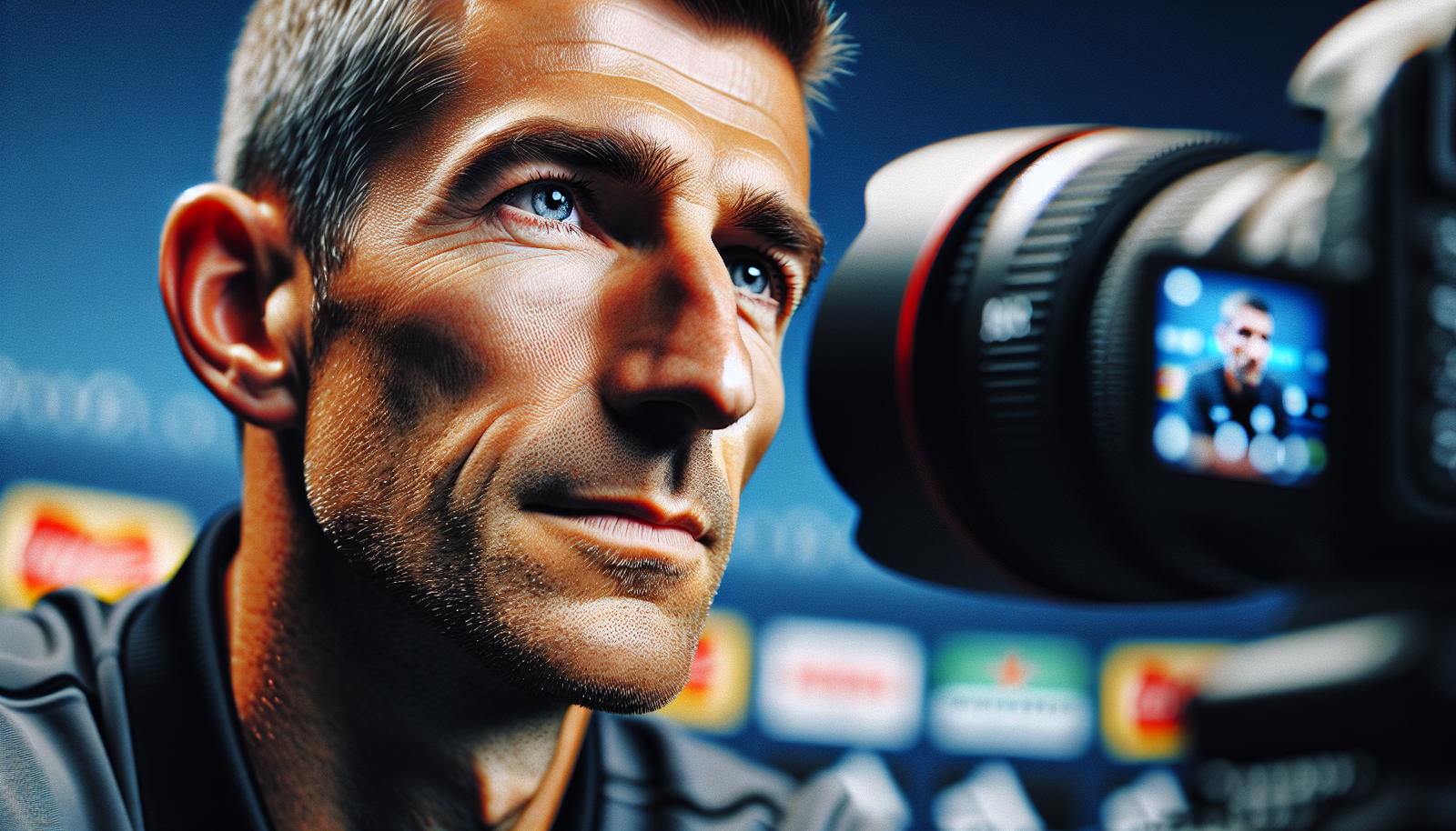 Gros plan sur Xabi Alonso, visage grave, lors d'une conférence de presse.