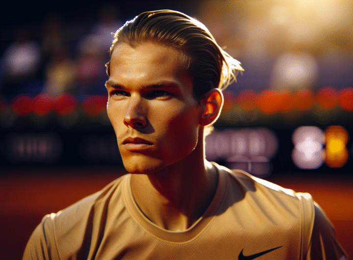 Photo dynamique de Loïs Boisson en pleine action sur le court, expression de détermination intense lors d'un coup gagnant important à Roland-Garros.