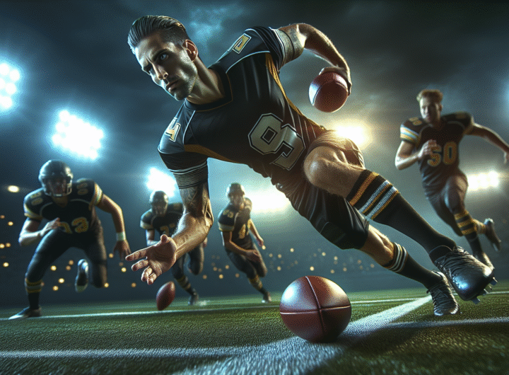 Lionel Messi en pleine action sous le maillot de l'Inter Miami, dribblant des adversaires avec intensité, lumières du stade en arrière-plan. Photo d'action ultra-réaliste.