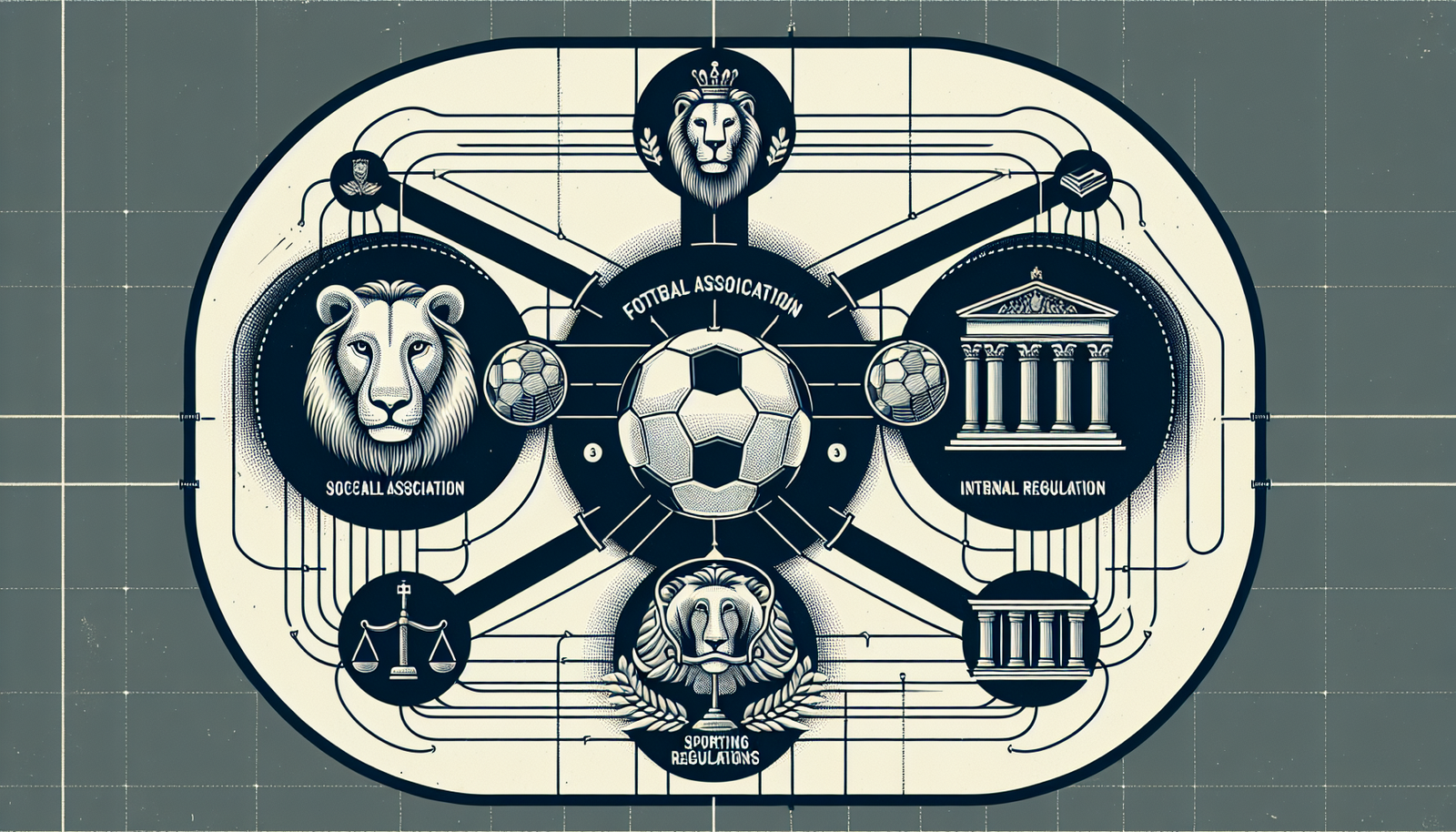 Graphique stylisé ou infographie montrant trois entités (LFP, Ministère Intérieur, Ministère Sports/Justice) interconnectées, symbolisant la collaboration et le partage des rôles dans la sécurité des stades.