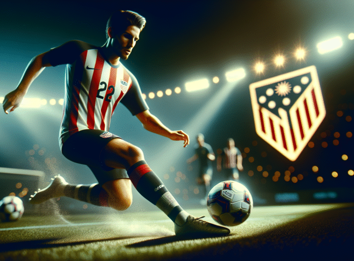 Photo dynamique de Lionel Messi en action sous le maillot de l'Inter Miami, dribblant avec intensité, avec le logo stylisé de la Coupe du Monde des Clubs 2025 en arrière-plan flou, ambiance électrique de stade, style ultra-réaliste et cinématique.