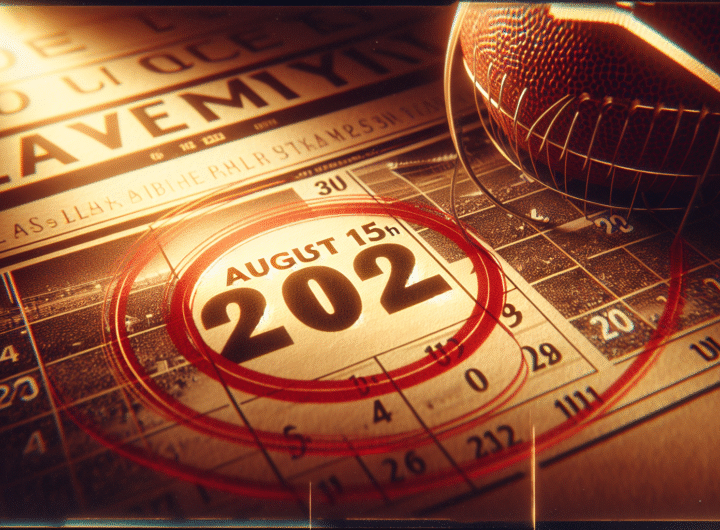 Illustration d'un calendrier avec la date du 15 août 2025 entourée en rouge, symbolisant un événement majeur et attendu avec impatience par les fans de football.